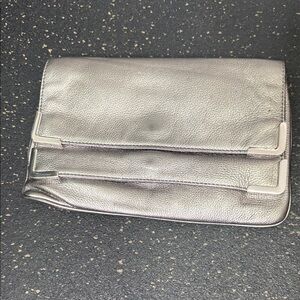 Michael Kors Silver Metallic Fold-Over Clutch